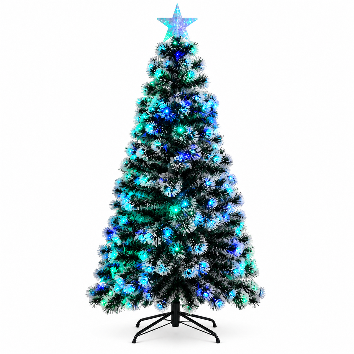 Árbol Navideño de Fibra Óptica Nevado con Luz LED de 1,80 m