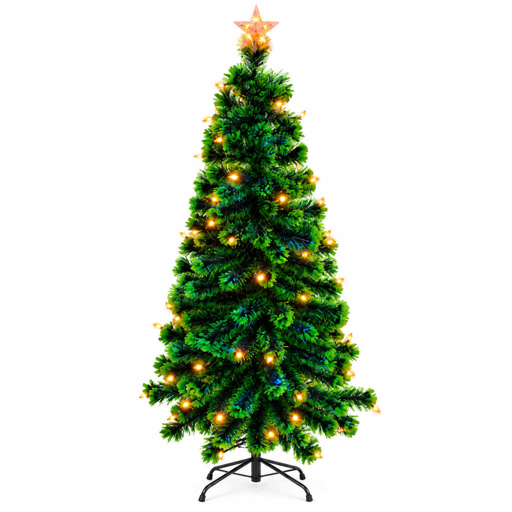 Árbol Navideño de Fibra Óptica Luz Vela LED de 2,10 m