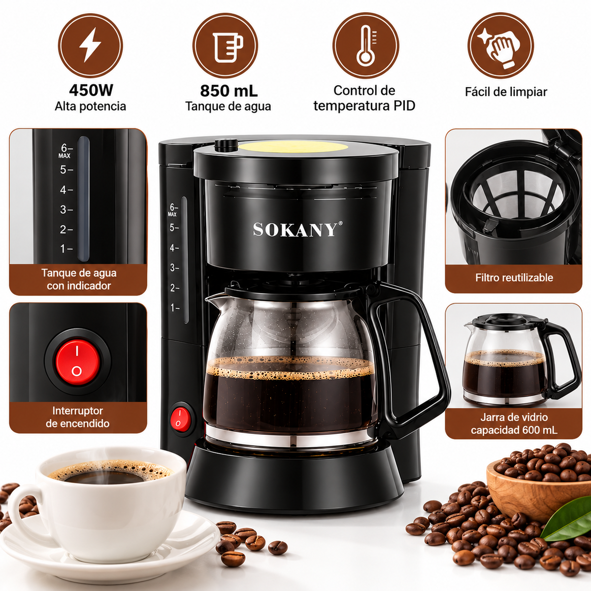 Cafetera SOKANY SK-04048