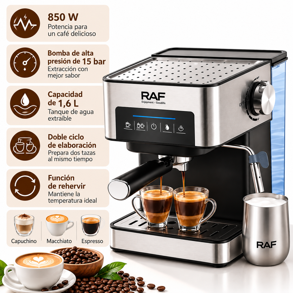 Cafetera RAF para Espresso y Capuchino
