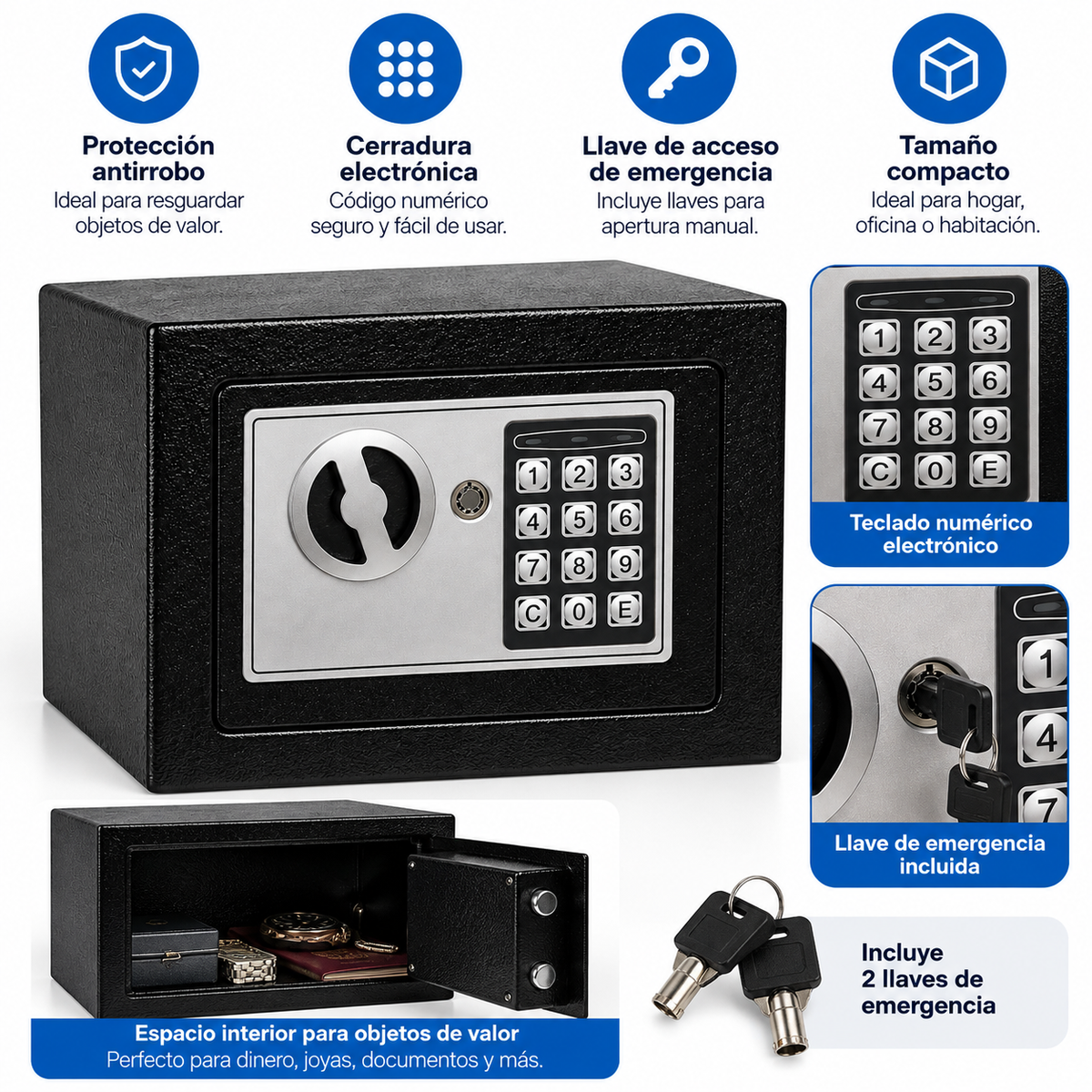 Caja Fuerte Electrónica T-17 de 6 Litros