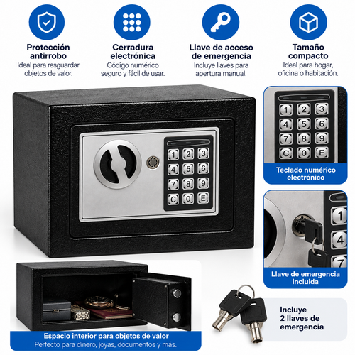 Caja Fuerte Electrónica T-17 de 6 Litros
