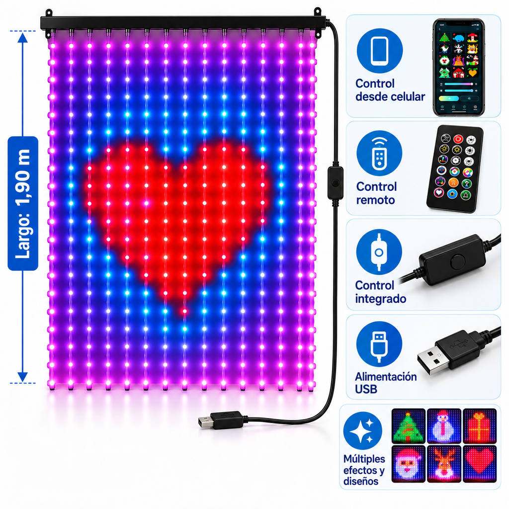 Cascada de Luces LED Inteligente 3x2