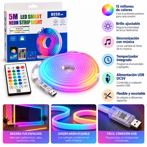 Cinta LED Plana Inteligente de 5 Metros