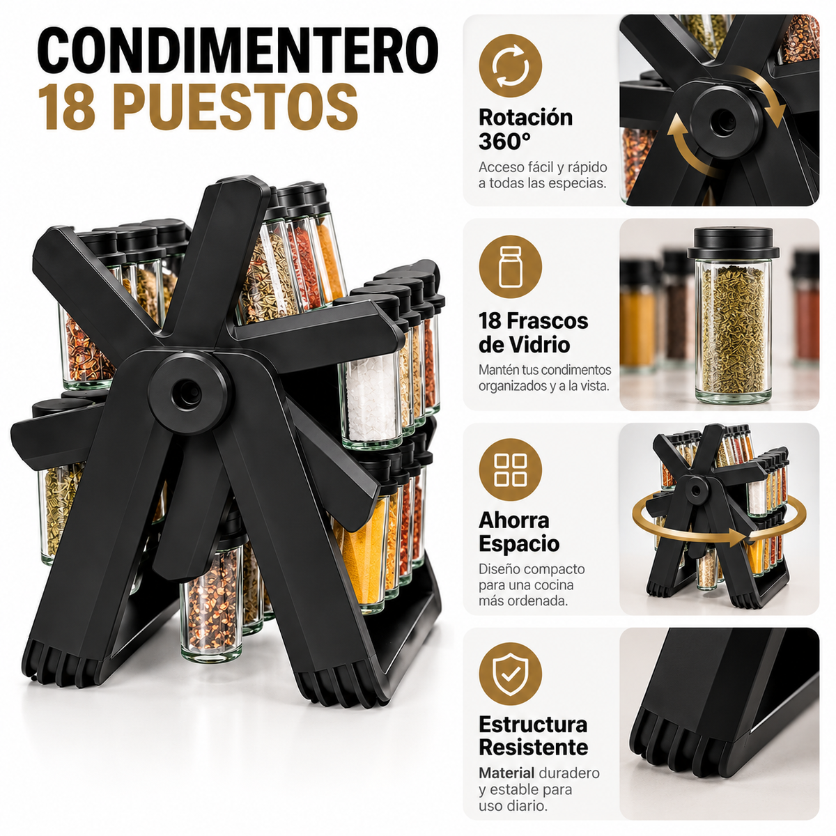 Condimentero Giratorio de 18 Puestos