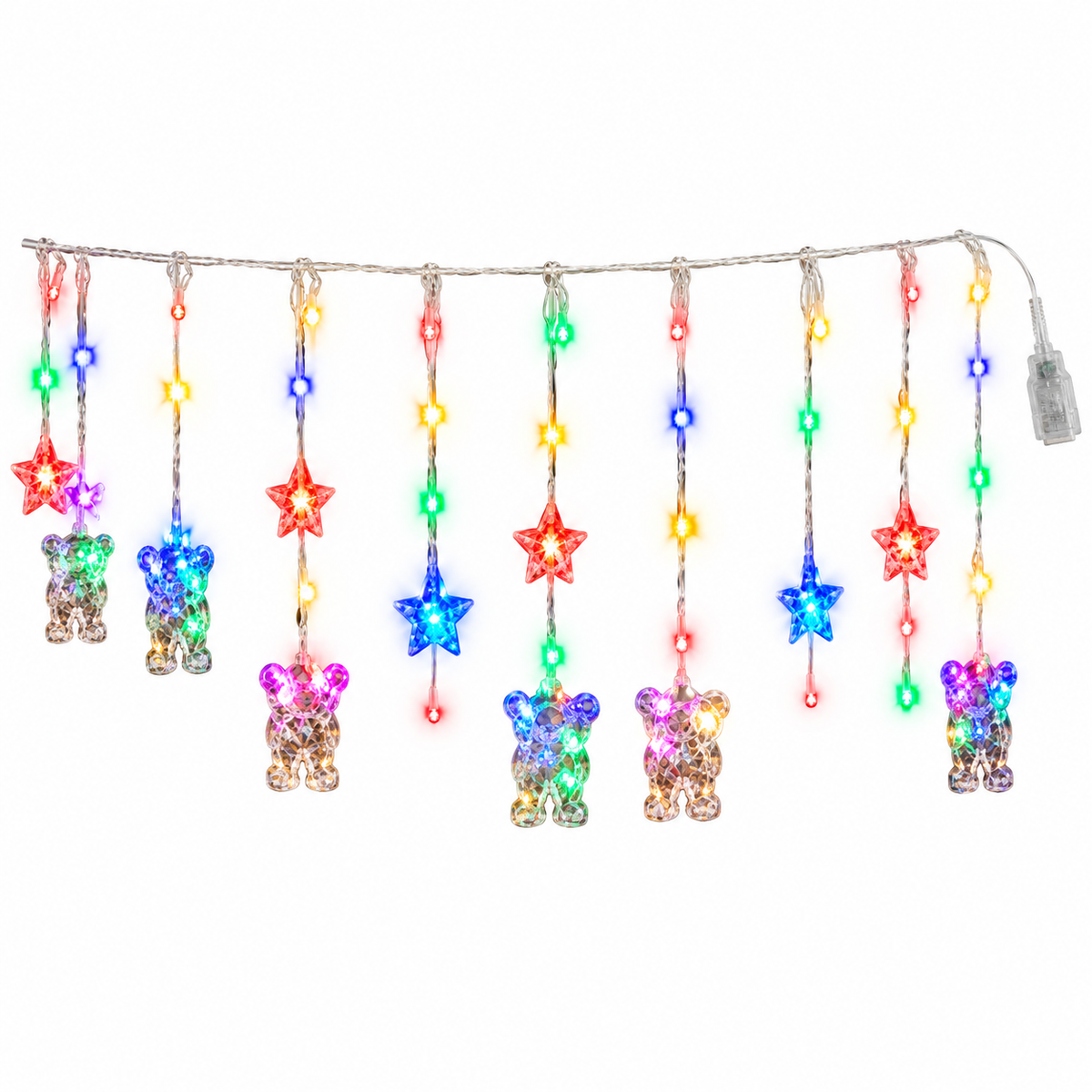 Cortina Texturizada de Papá Noel con Micro LED