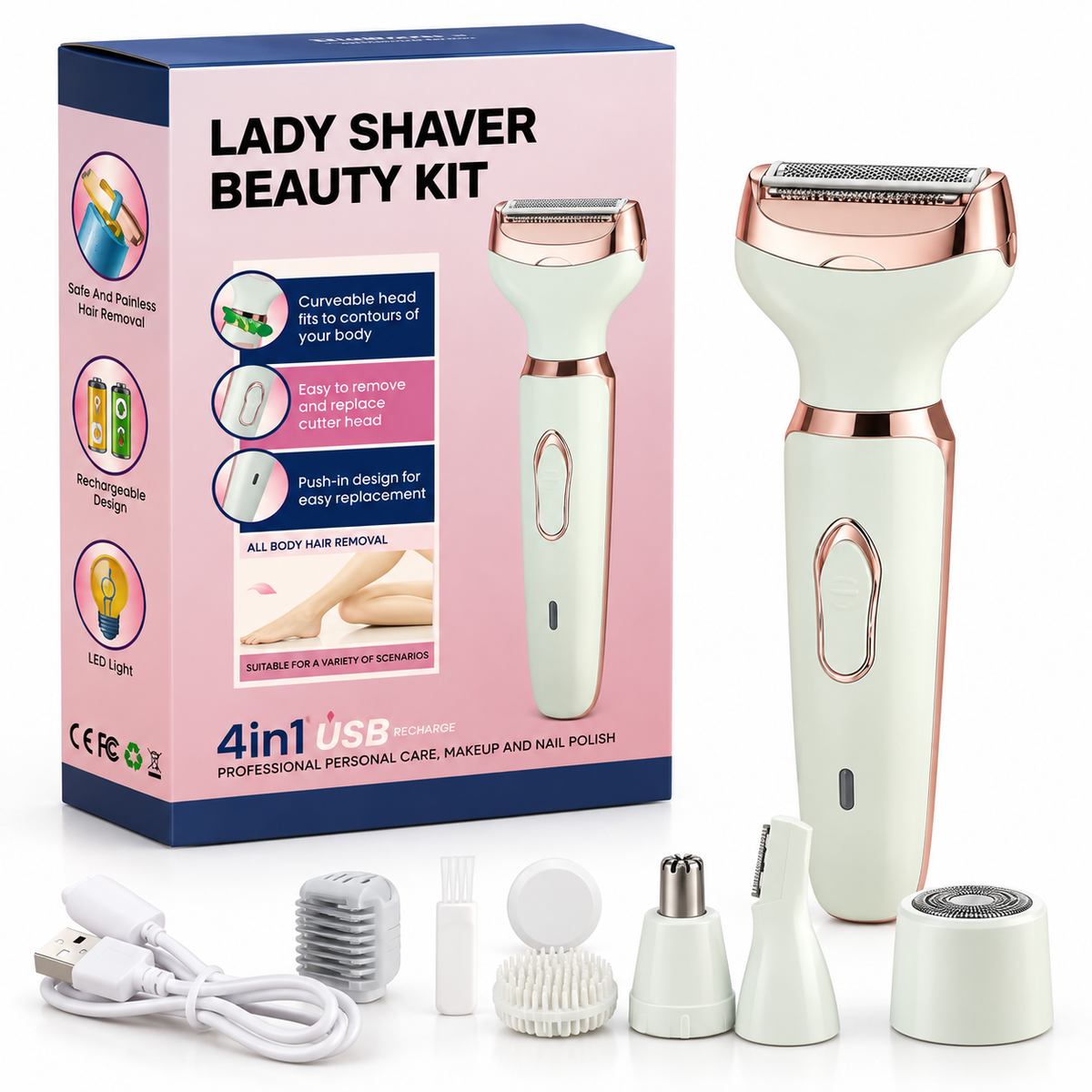 Depiladora Lady Shaver 4 en 1 para Dama