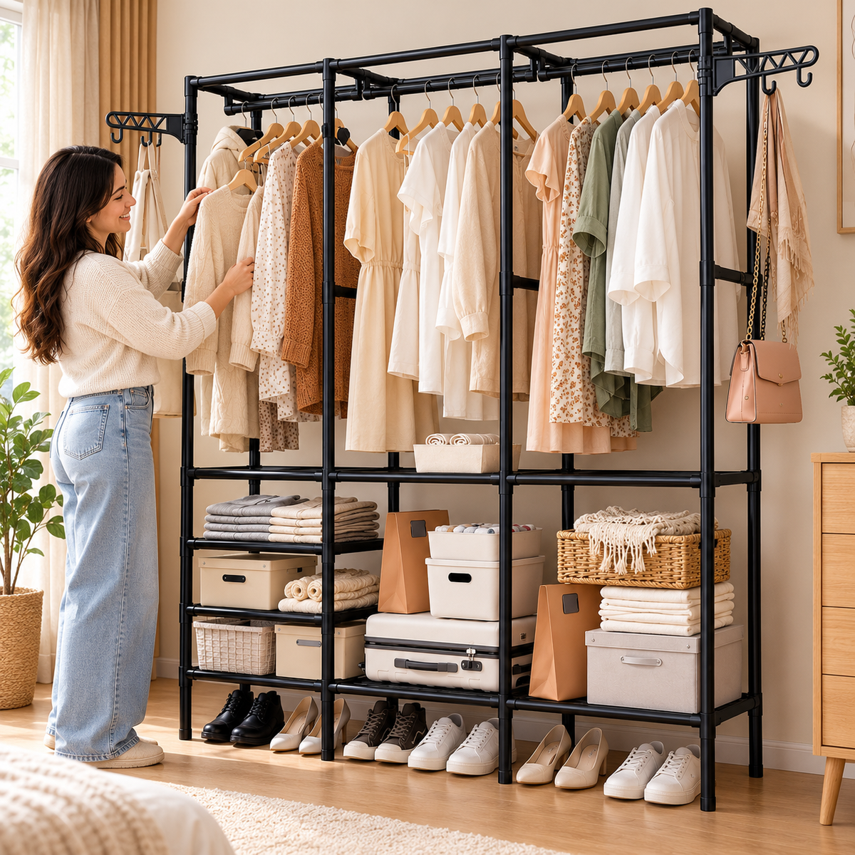 Estantería Metálica para Ropa de Varios Niveles