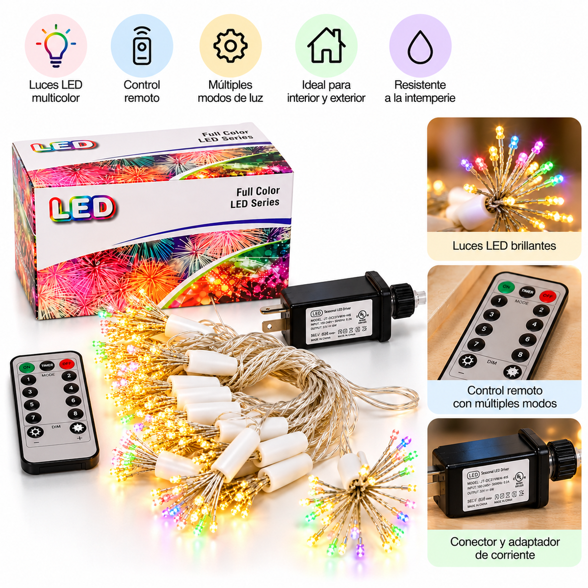 Guirnalda Lineal de Erizos con 400 Luces LED