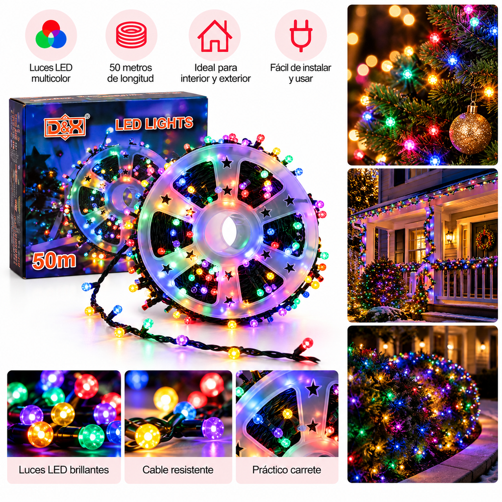 Guirnalda Lineal de Luces LED Multicolor de 50 Metros