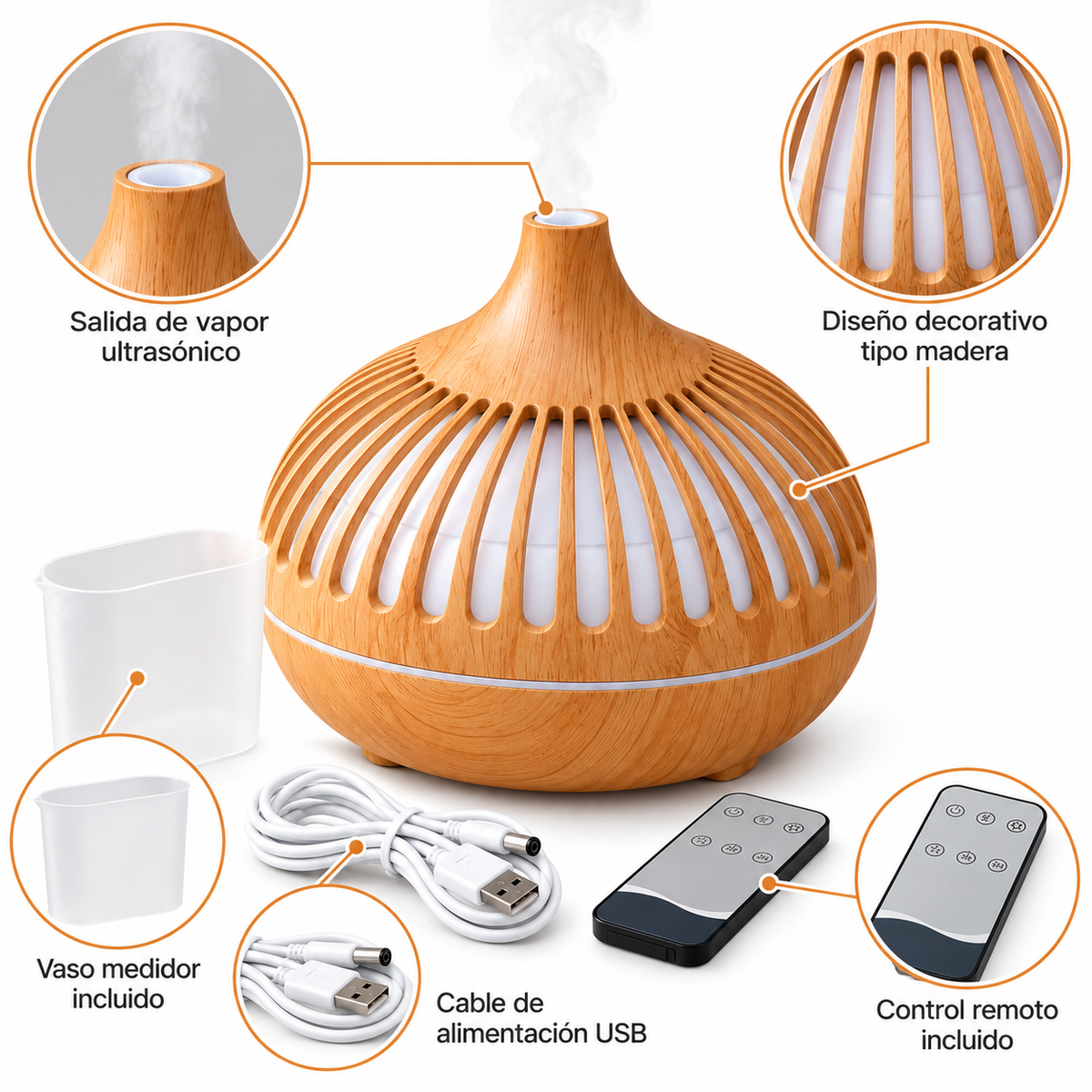 Humidificador ALANA Capillo Bambú de 500 ml