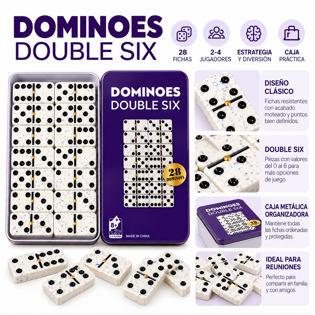 Juego de Dominó Doble Seis de 28 Fichas