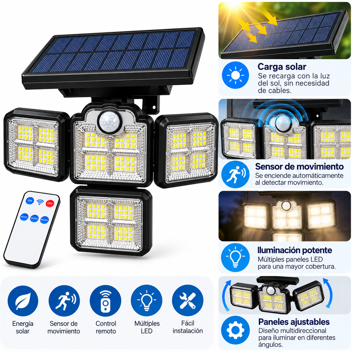 Lámpara Solar con Sensor de Movimiento