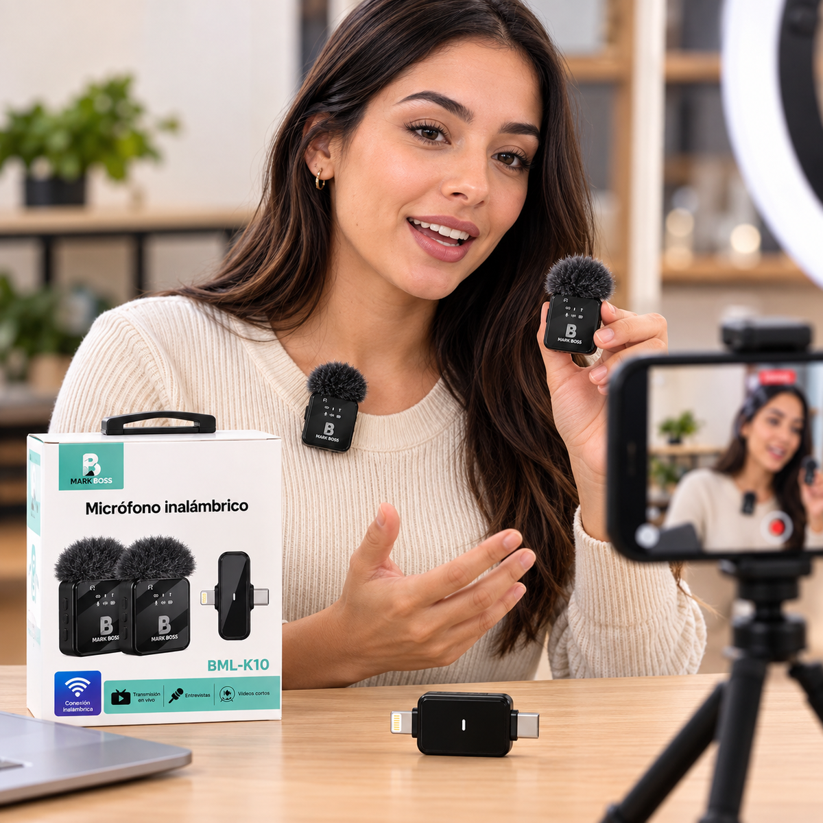 Micrófonos Inalámbricos para Celular con Receptor Tipo C y Lightning