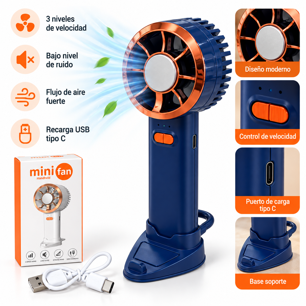 Mini Ventilador Portátil Recargable