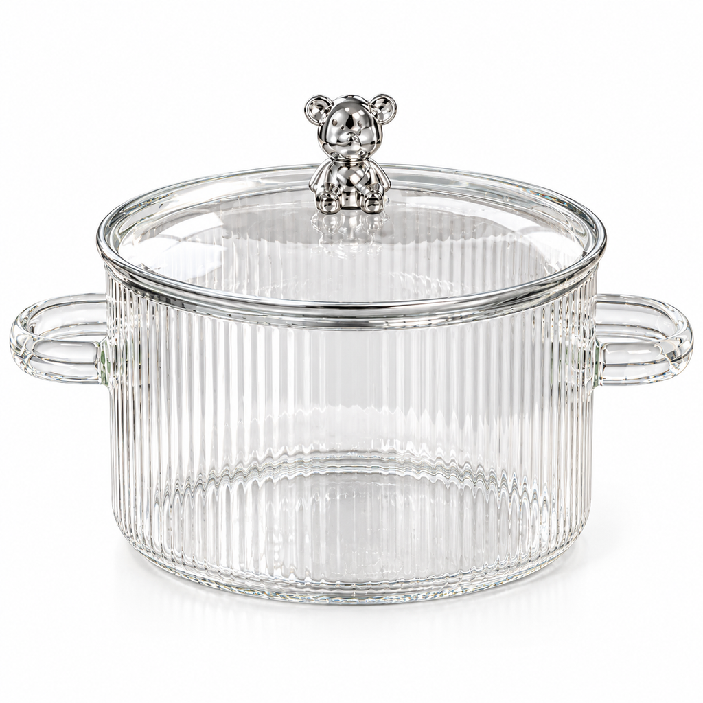 Olla de Vidrio Transparente con Tapa