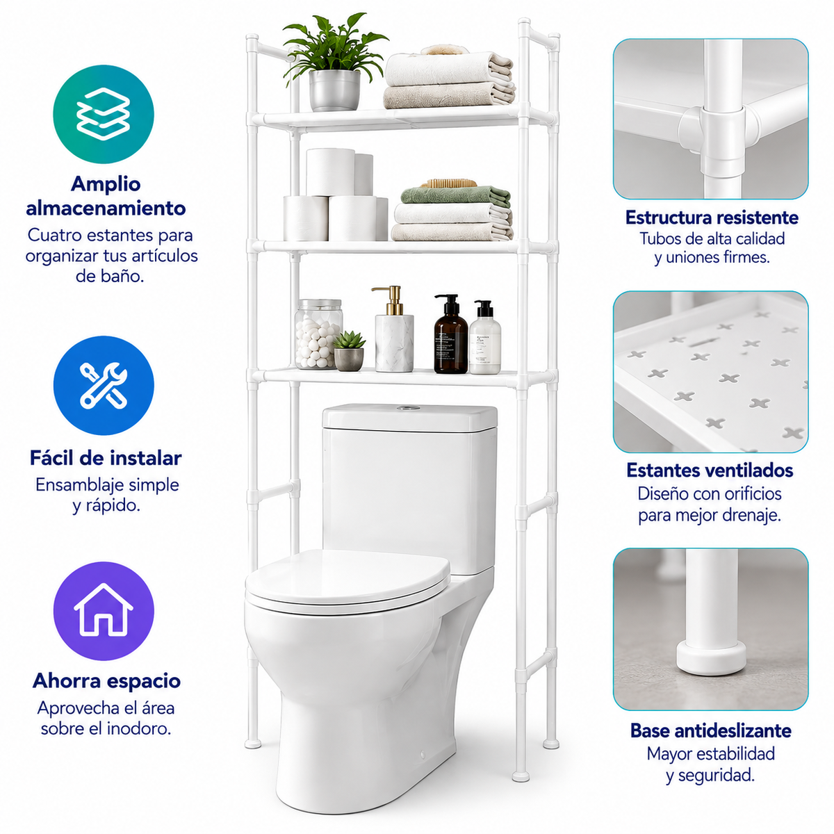 Organizador de Baño Plástico de 3 Niveles