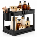Organizador de Baño de 2 Niveles con Recipiente Lateral y Ganchos