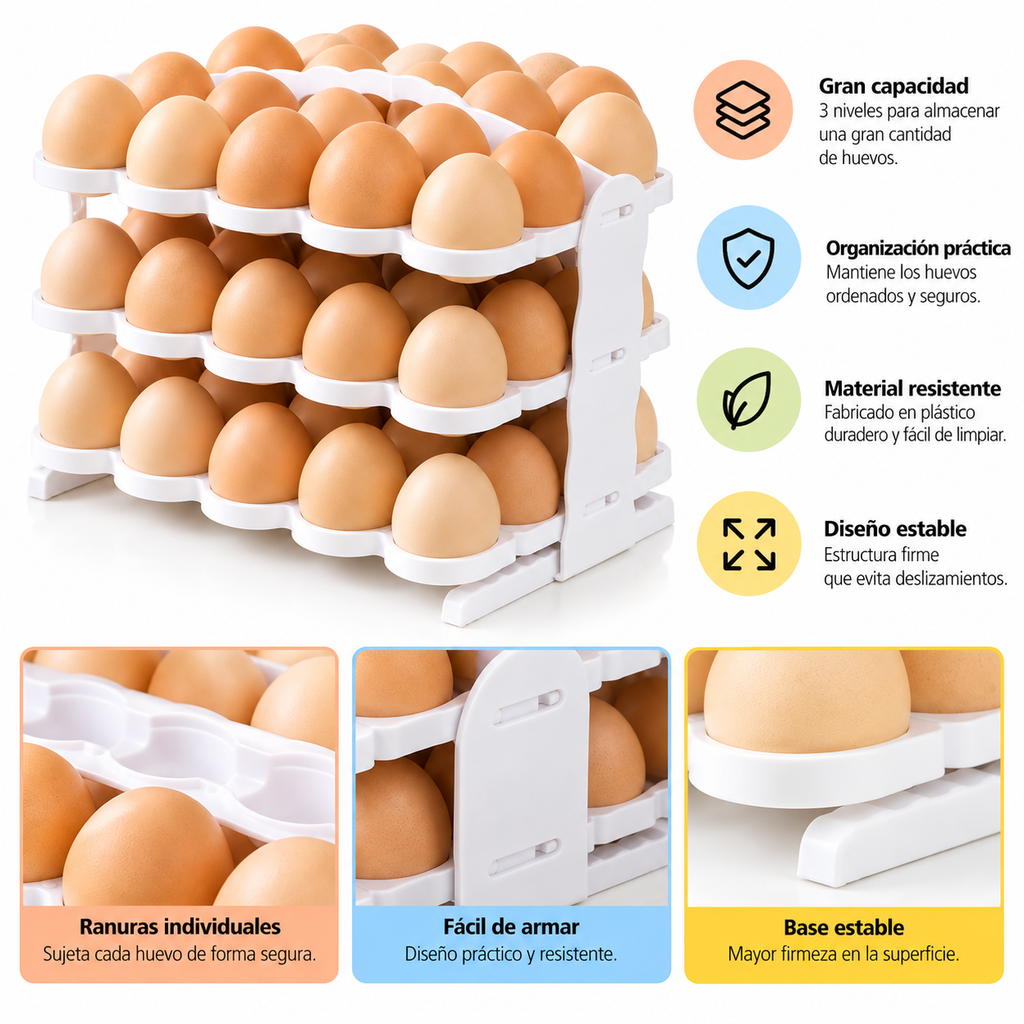 Organizador de Huevos de 3 Niveles