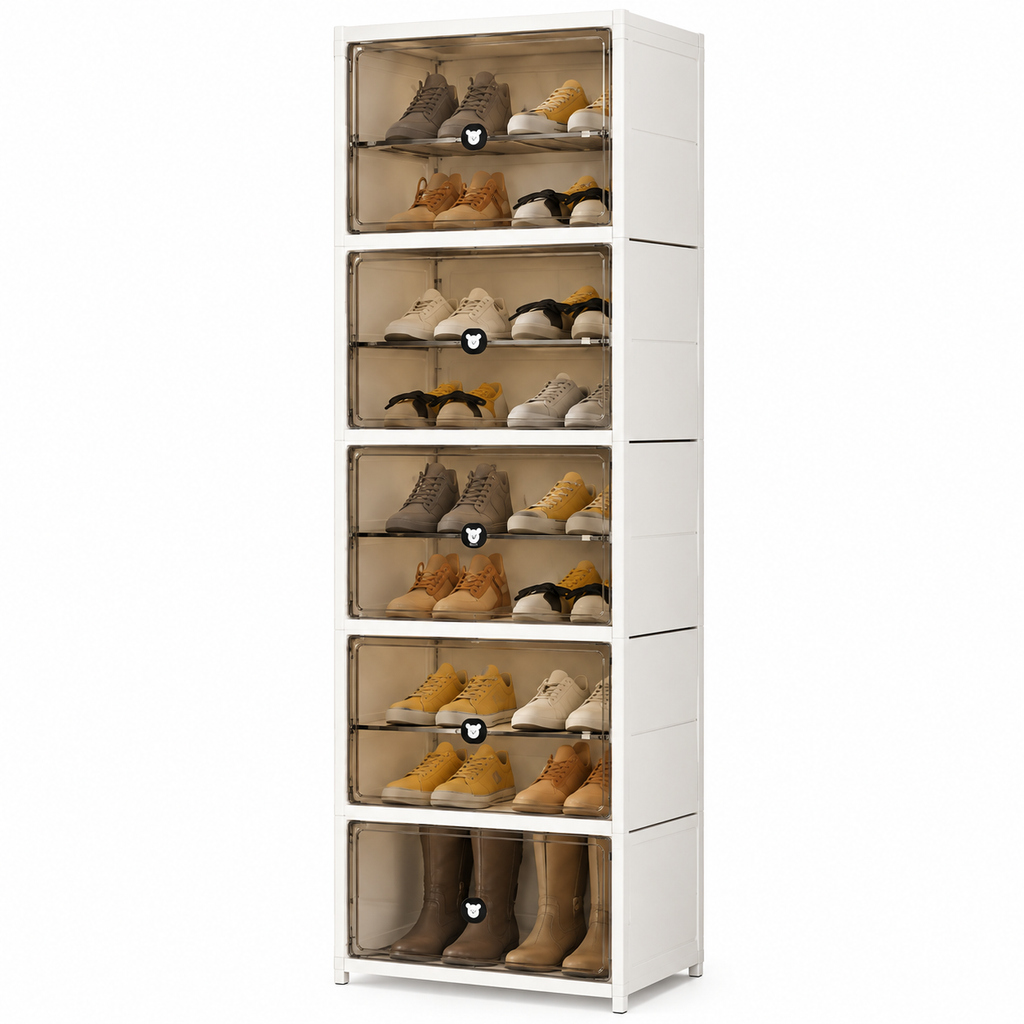 Organizador de Zapatos Vertical con 5 Puertas Transparentes