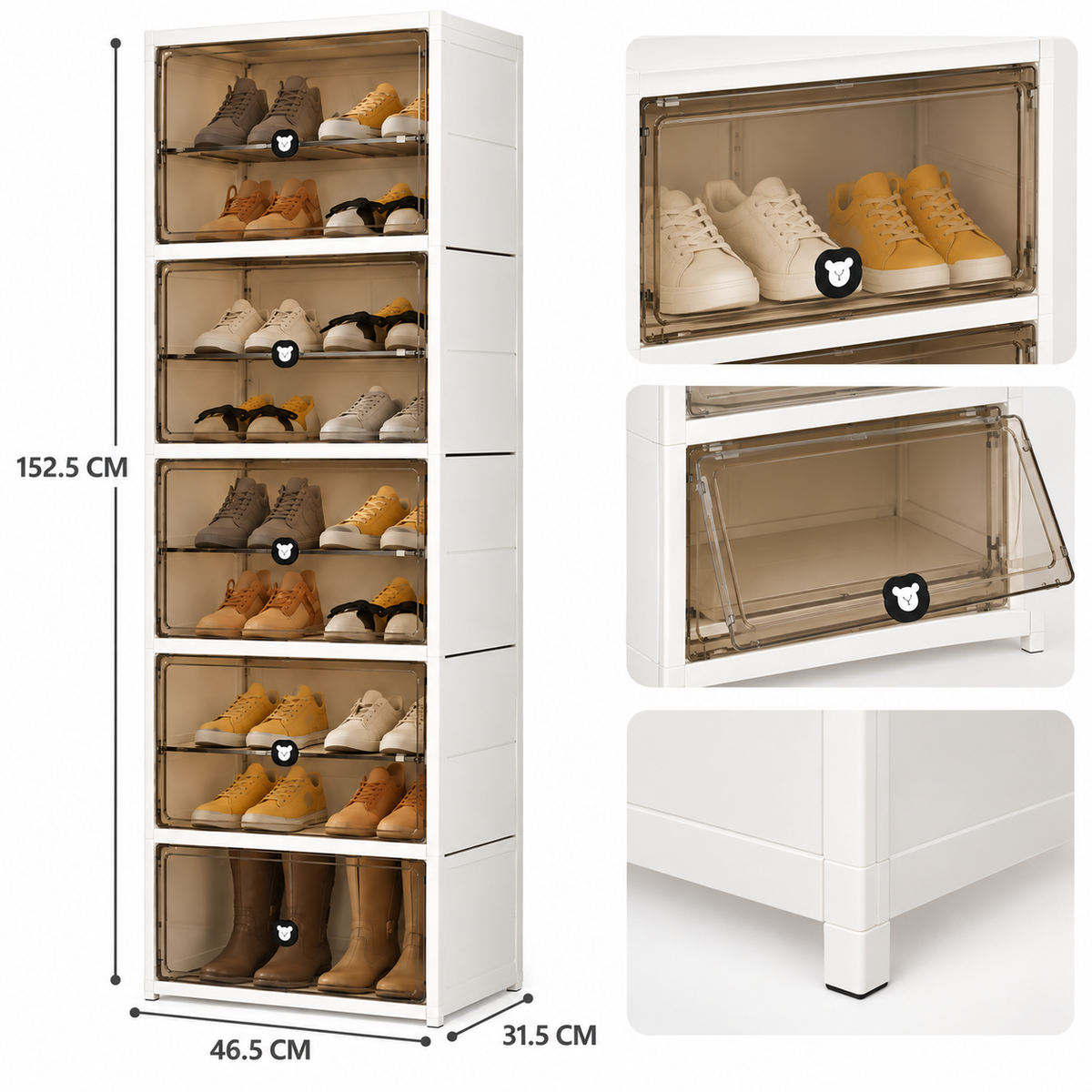 Organizador de Zapatos Vertical con 5 Puertas Transparentes