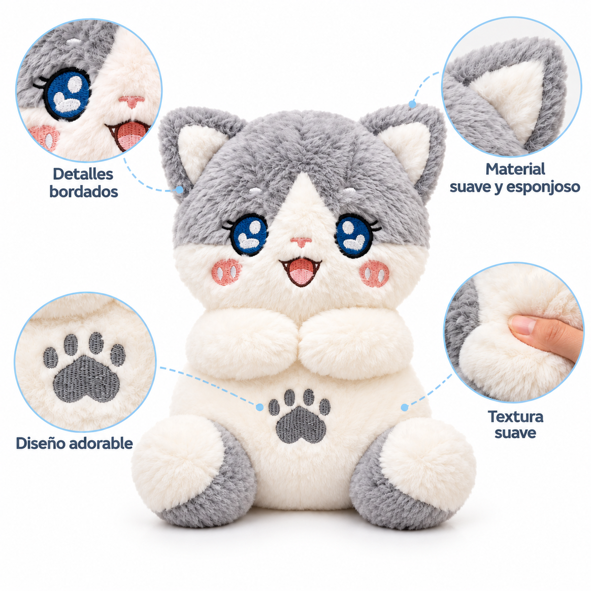 Peluche Gato con Movimiento de Respiración