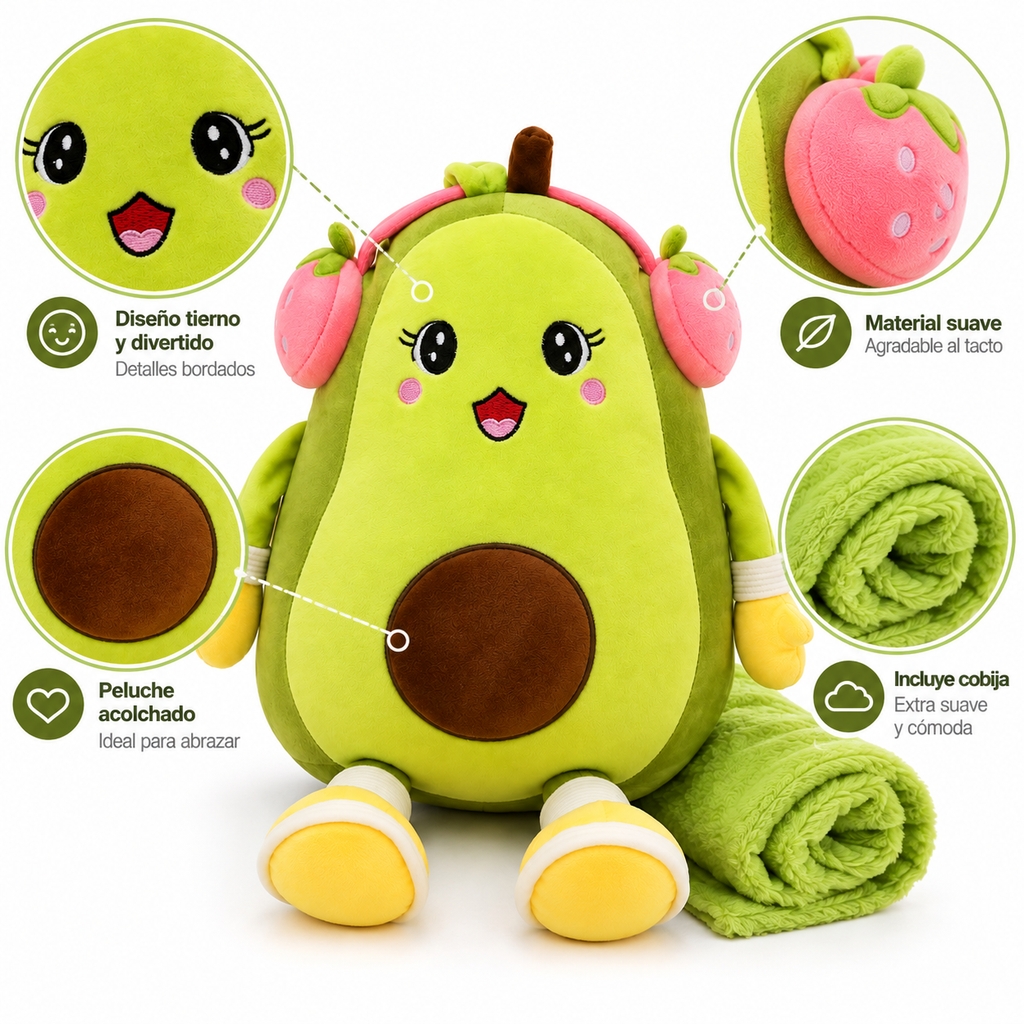 Peluche con Cobija Aguacate 2 en 1