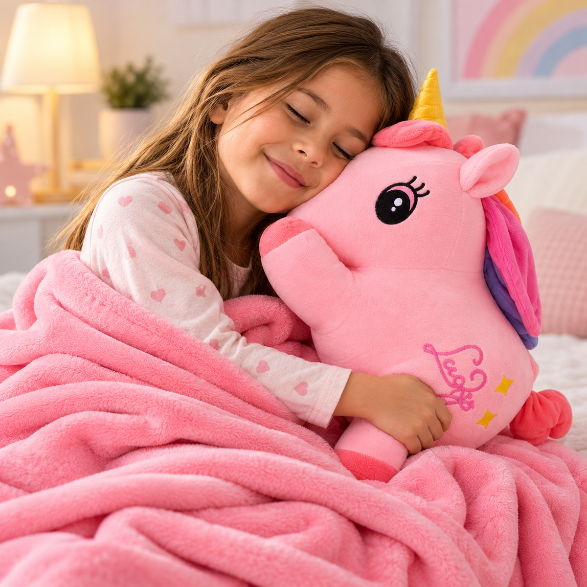 Peluche con Cobija Unicornio 2 en 1