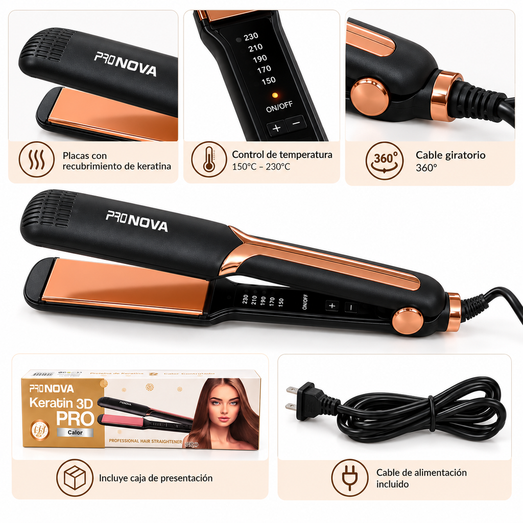 Plancha PRO NOVA Keratin 3D PRO PRO-1826