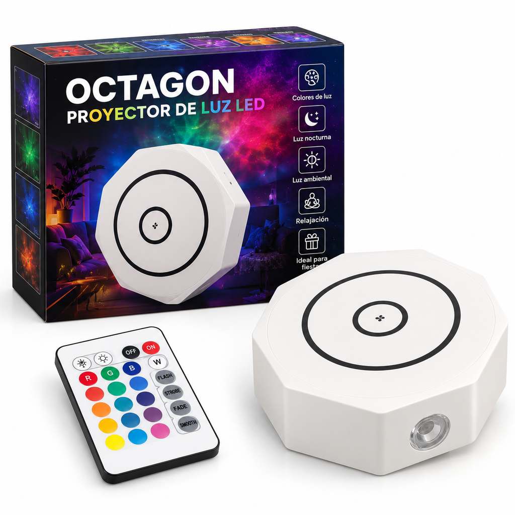 Proyector Hexagonal de Luz LED Multicolor