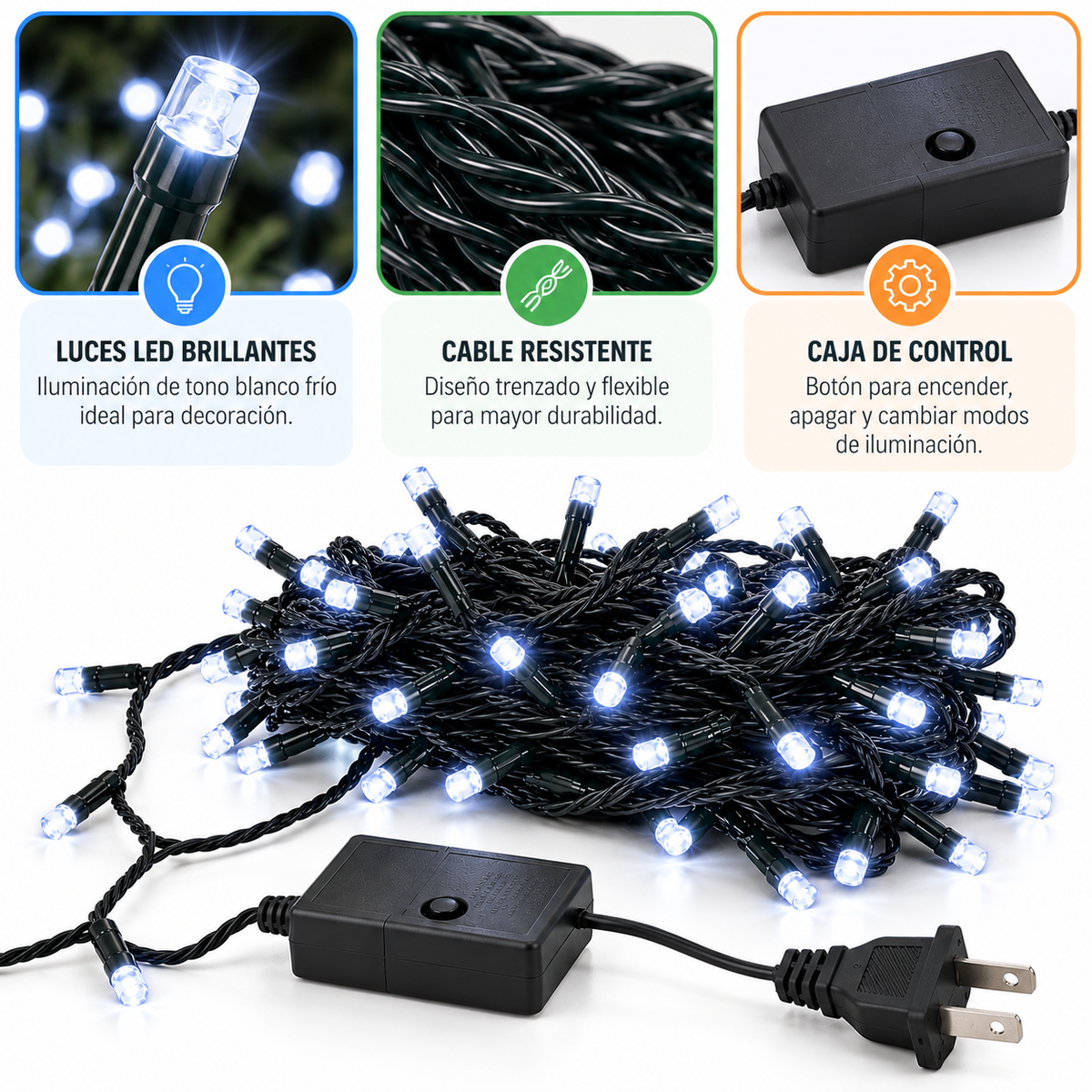 Serie Lineal Navideña de 100 Luces LED y 9 Metros