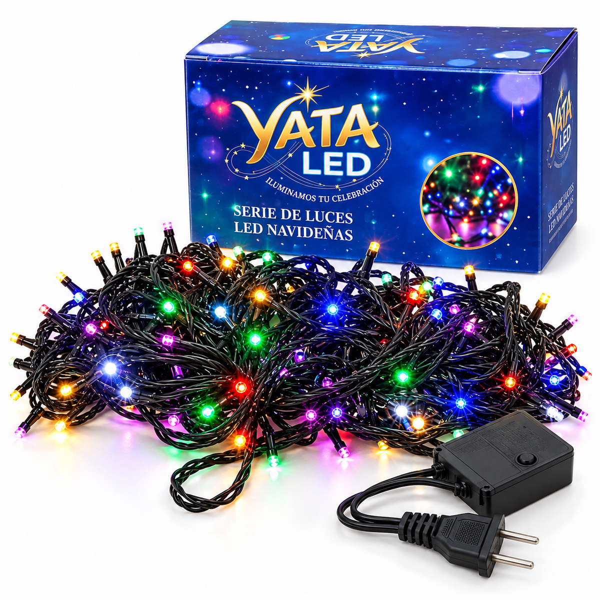 Serie Lineal Navideña de 200 Luces LED Multicolor y 15 Metro