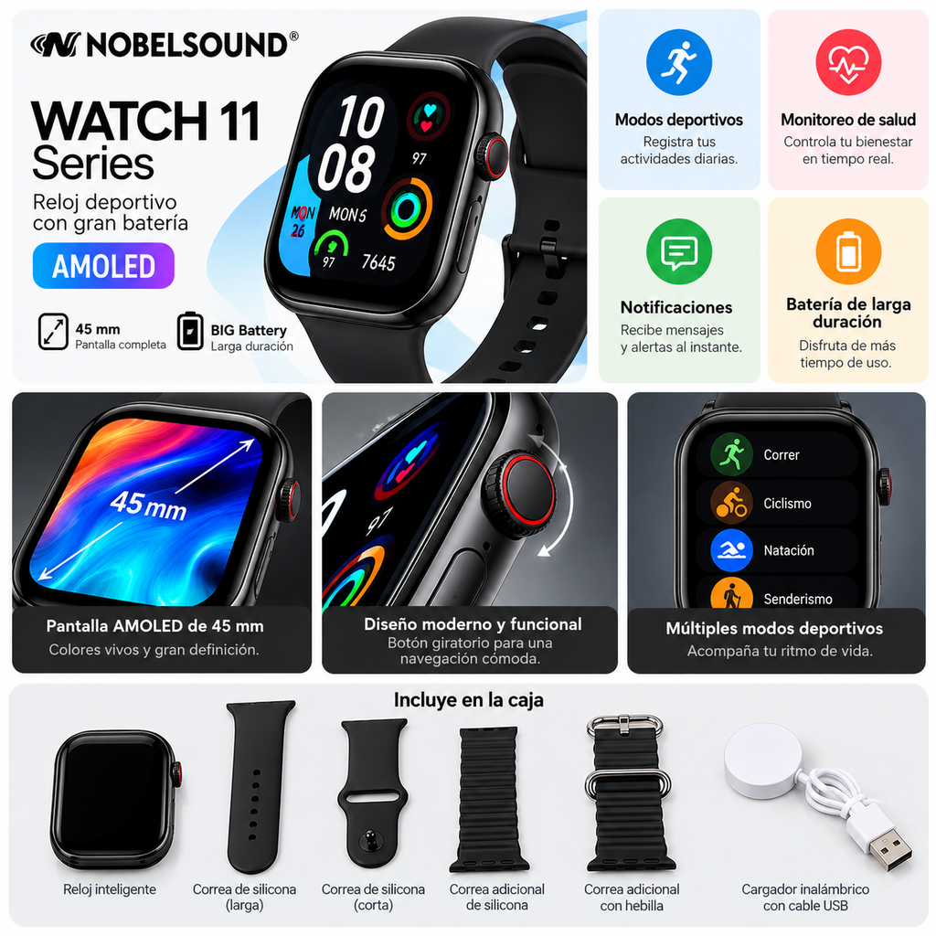 Set de Reloj Inteligente con Pantalla AMOLED