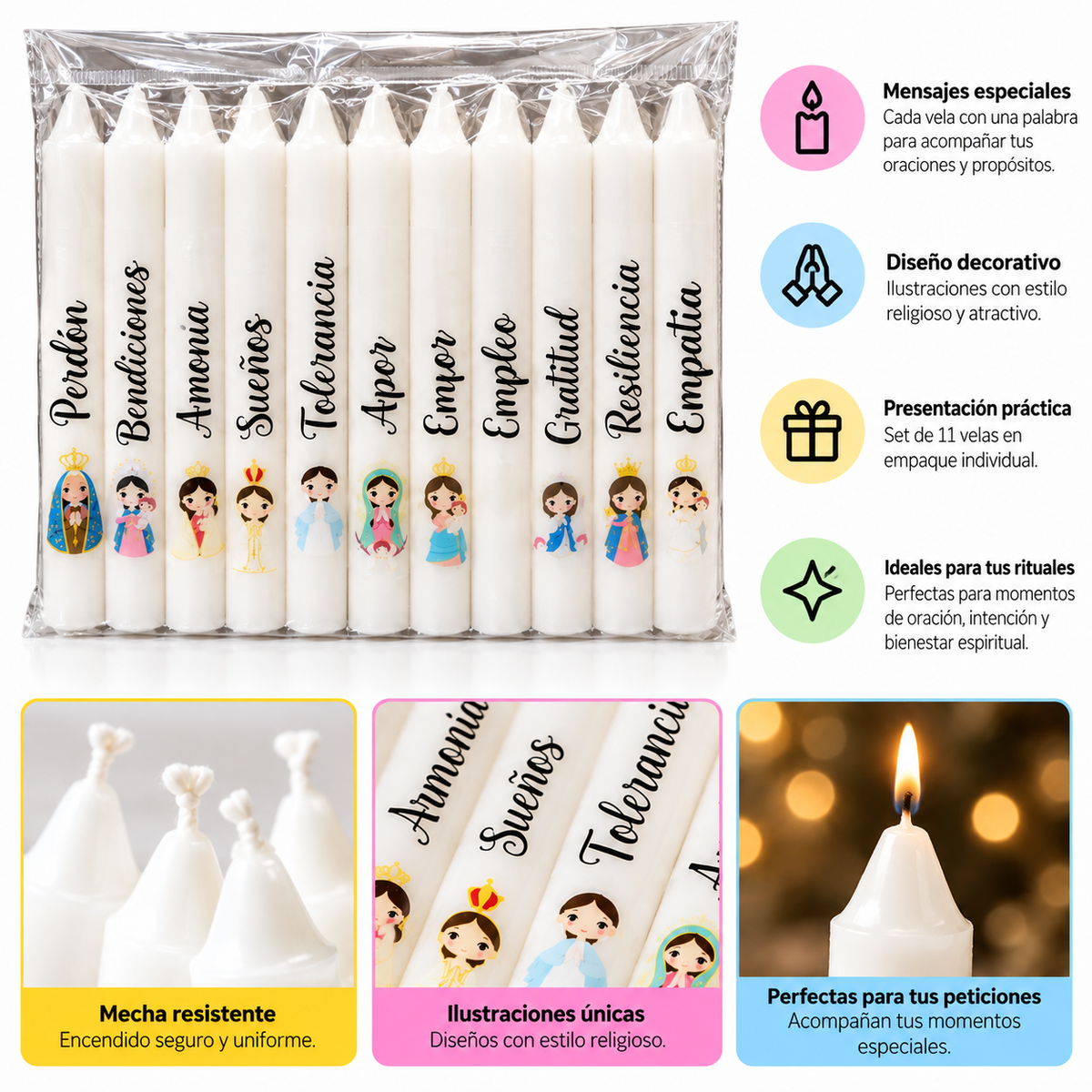 Set de Velas con Mensajes x10