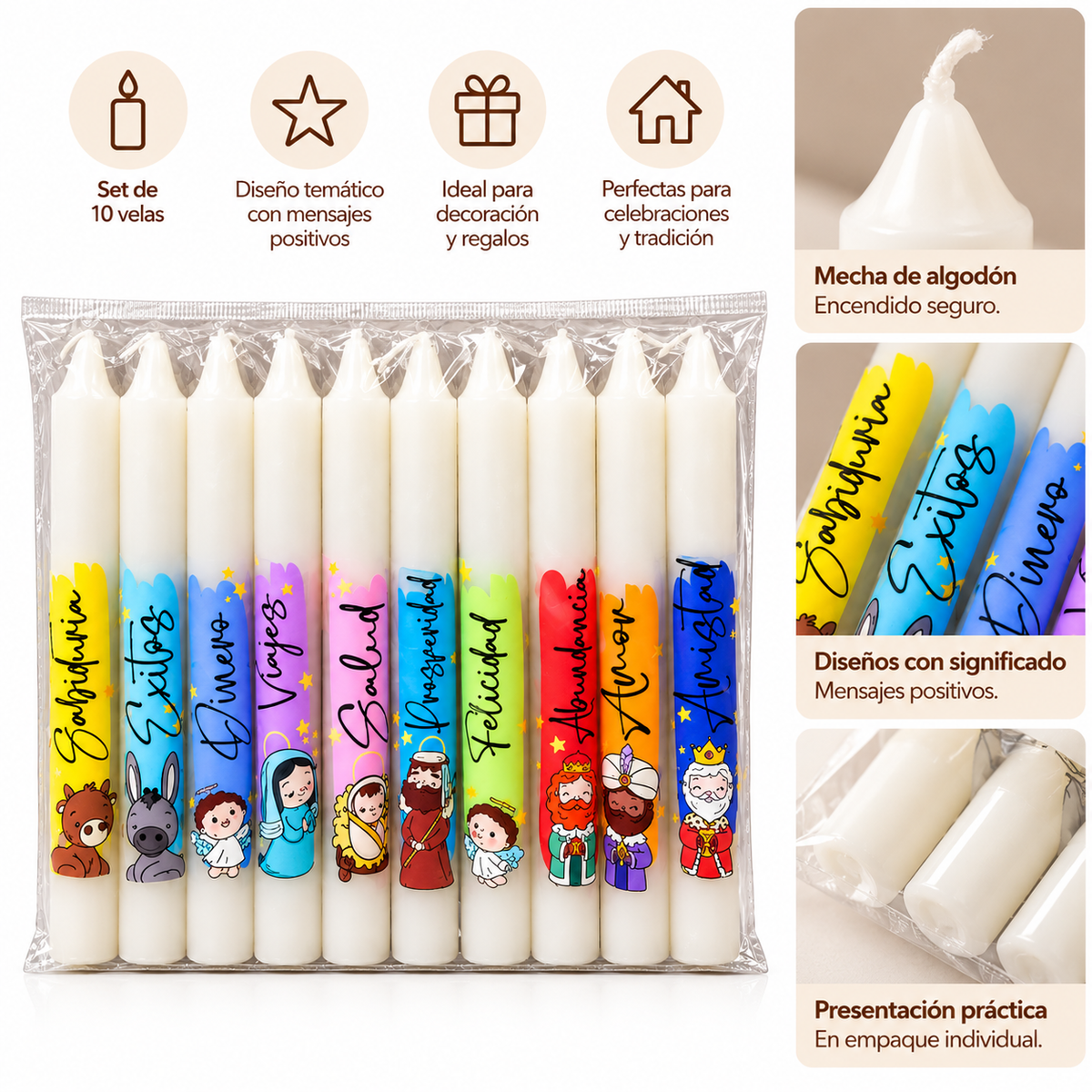 Set de Velas con Mensajes x10