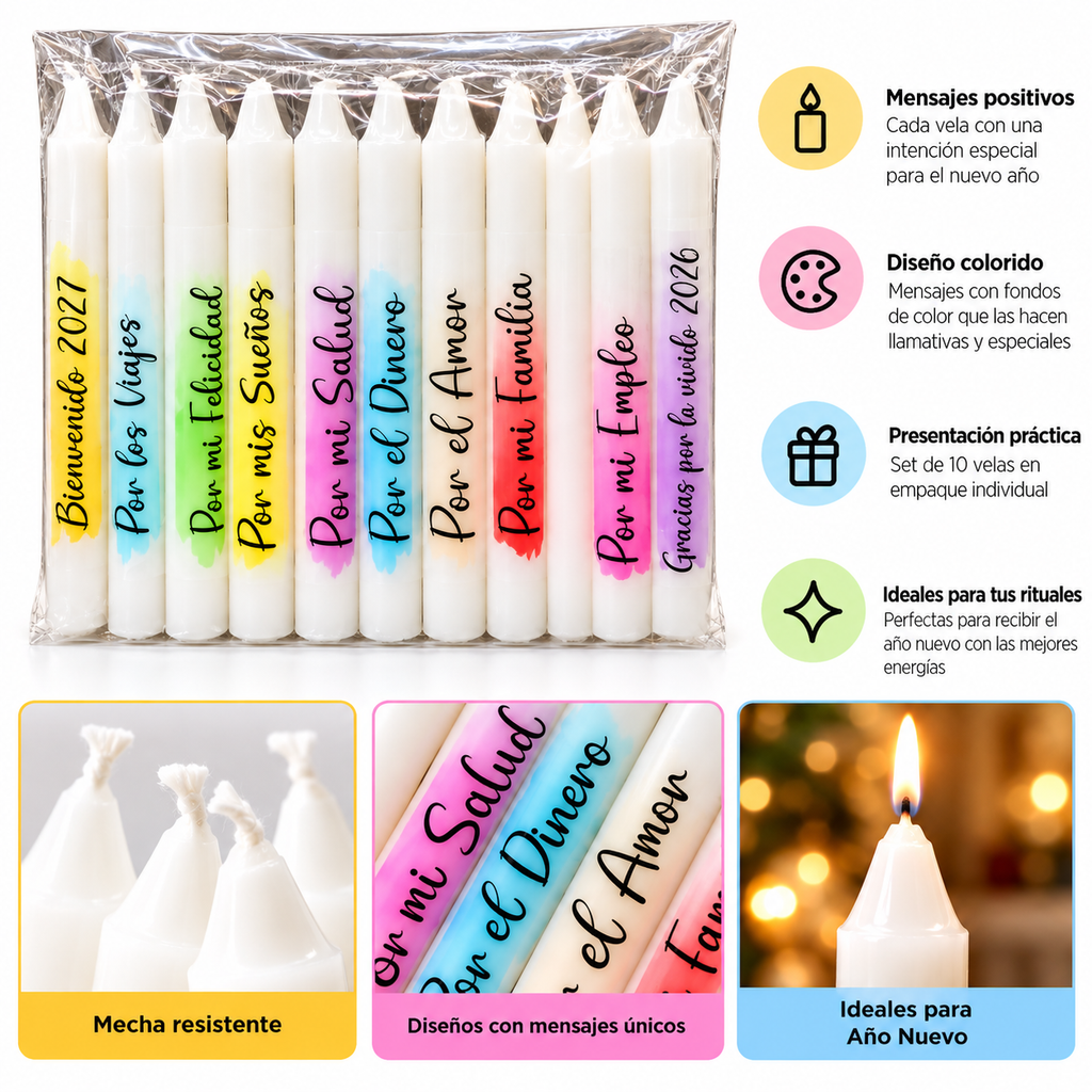 Set de Velas de Deseos para Recibir el 2027 x10