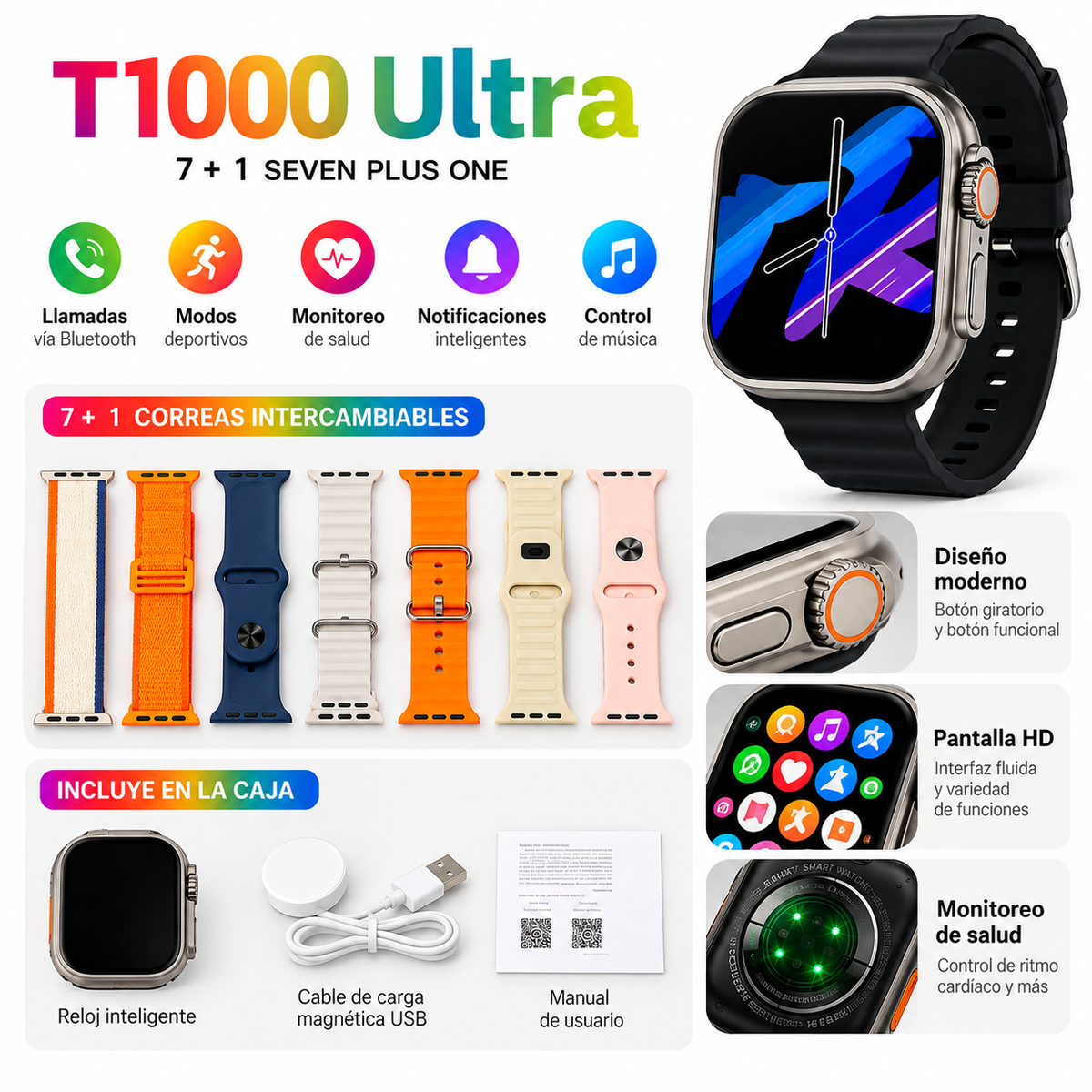 Smartwatch T1000 Ultra 7+1