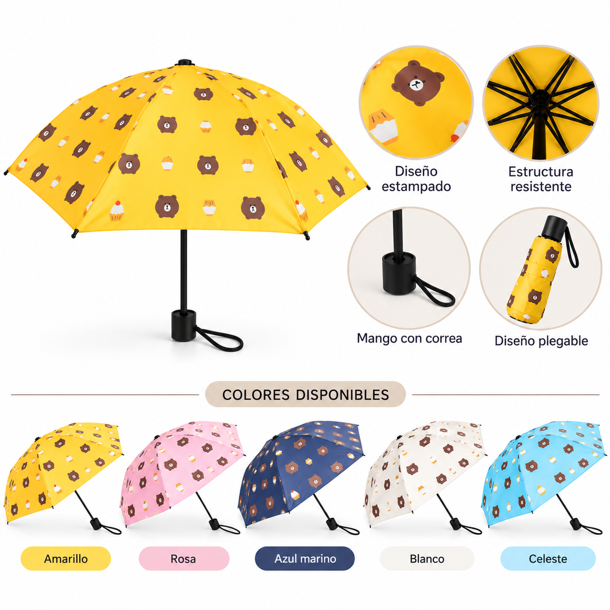 Sombrilla Estampada de Ositos
