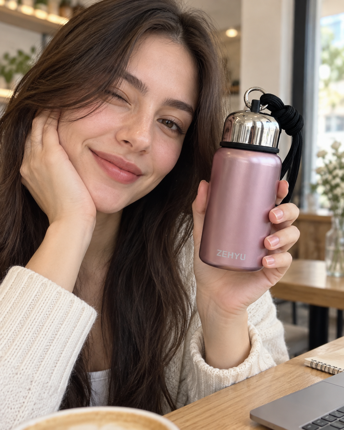Termo mini portátil con correa de 200 ml