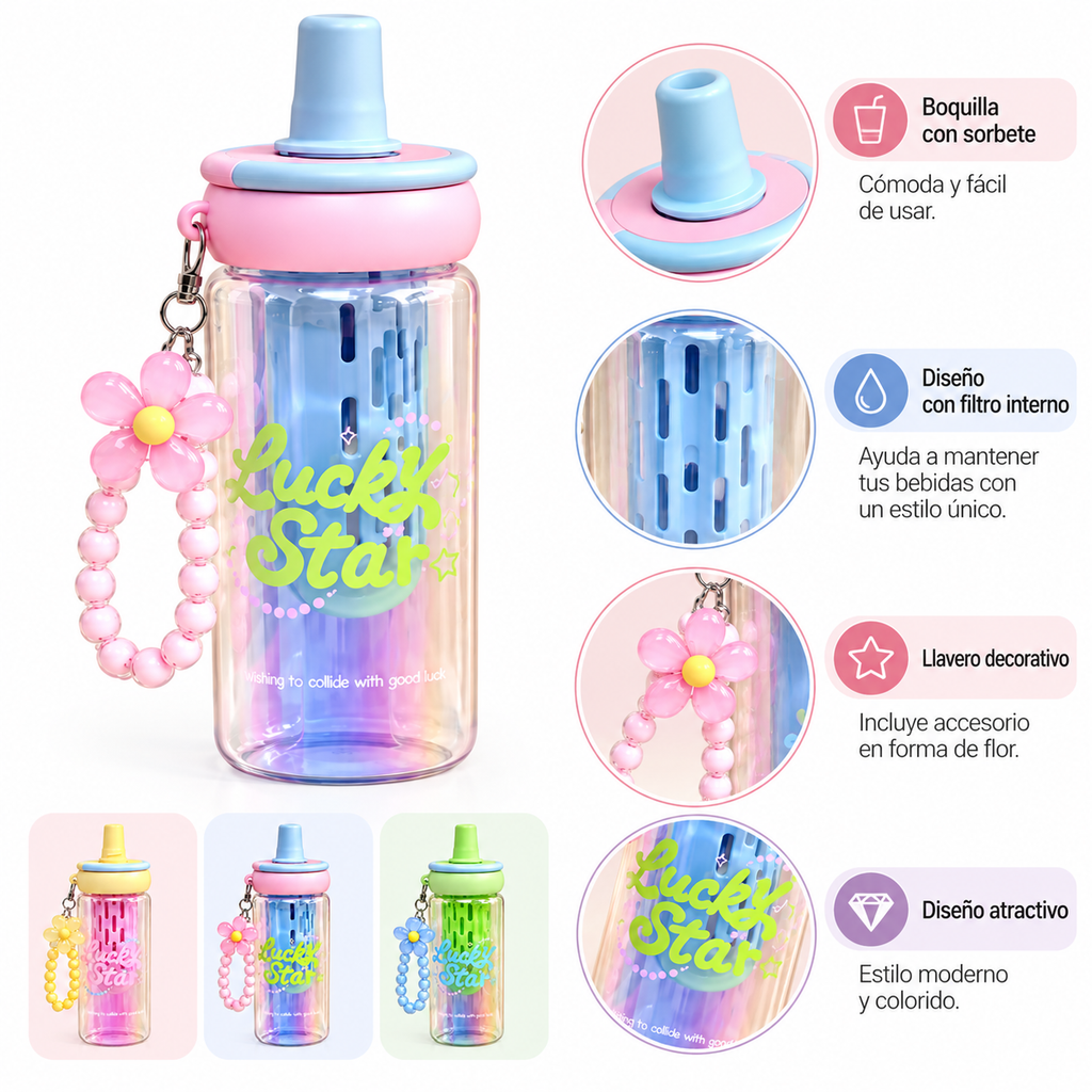 TERMO INFANTIL LUCKY STAR DE VIDRIO