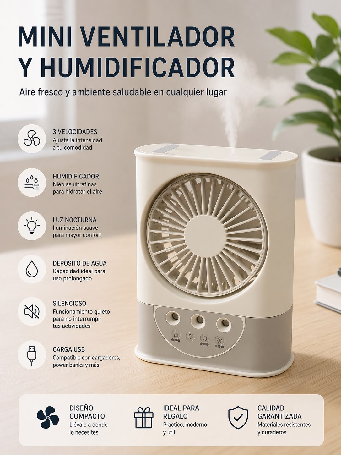 MINI VENTILADOR HUMIDIFICADOR