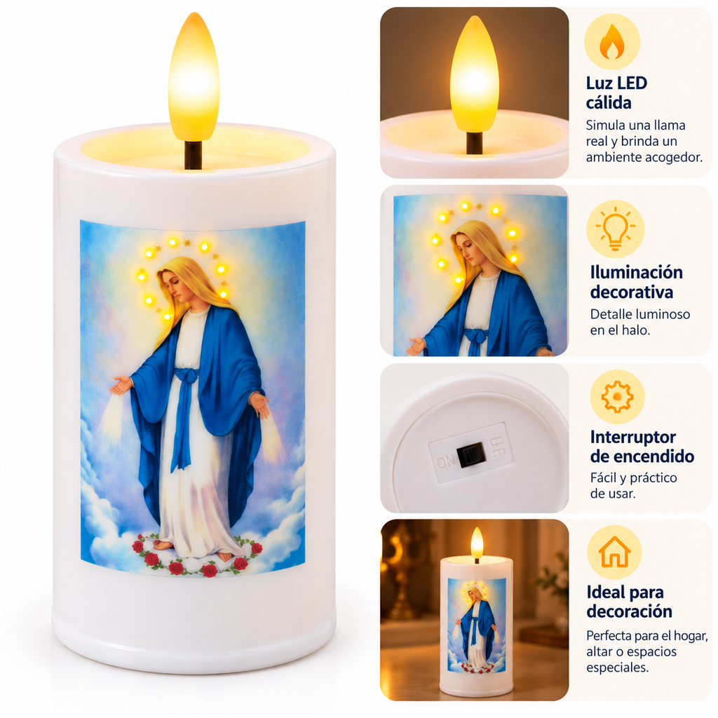 Vela LED de la Virgen Milagrosa