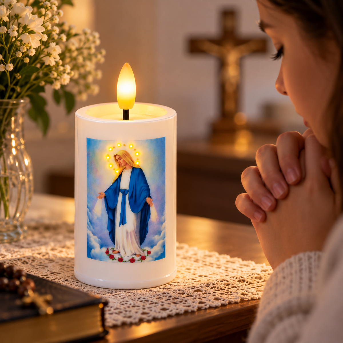 Vela LED de la Virgen Milagrosa