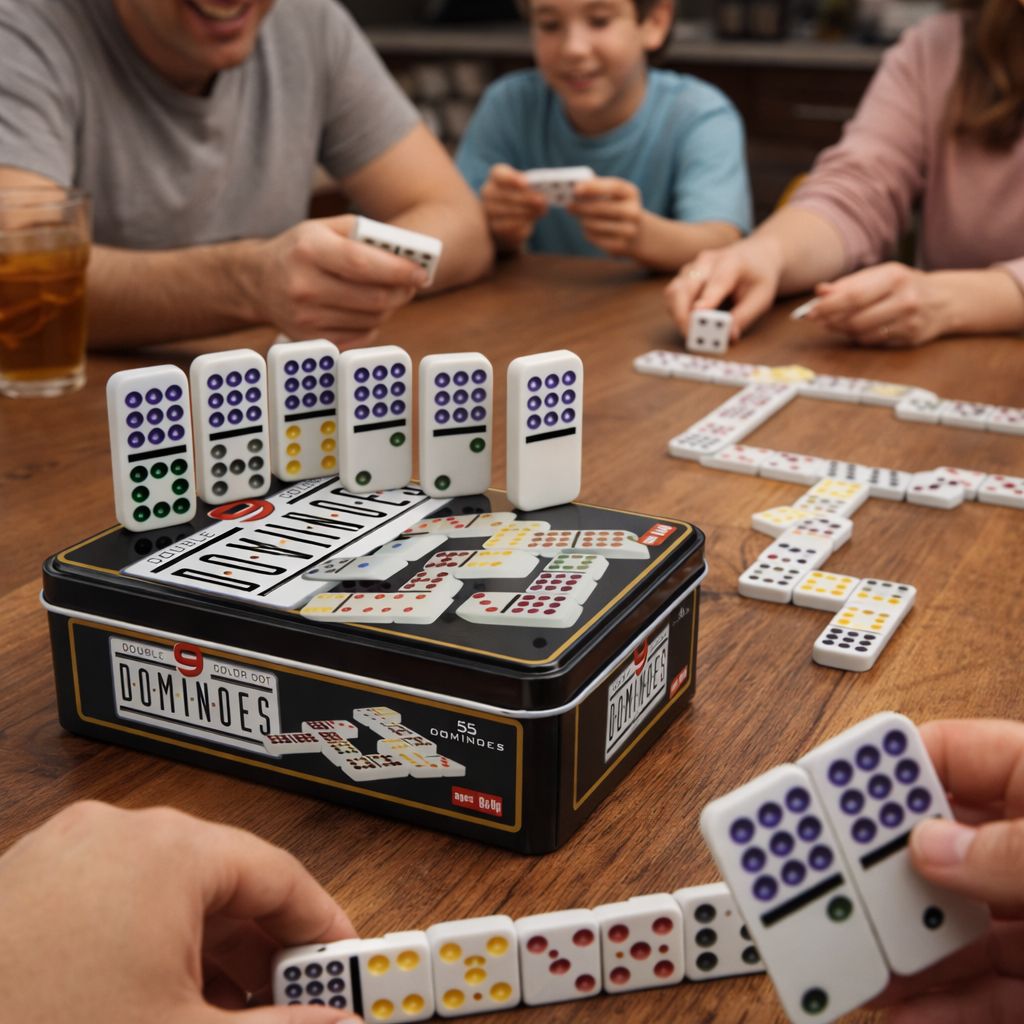 DOMINÓ DOBLE 9 CON PUNTOS DE COLORES