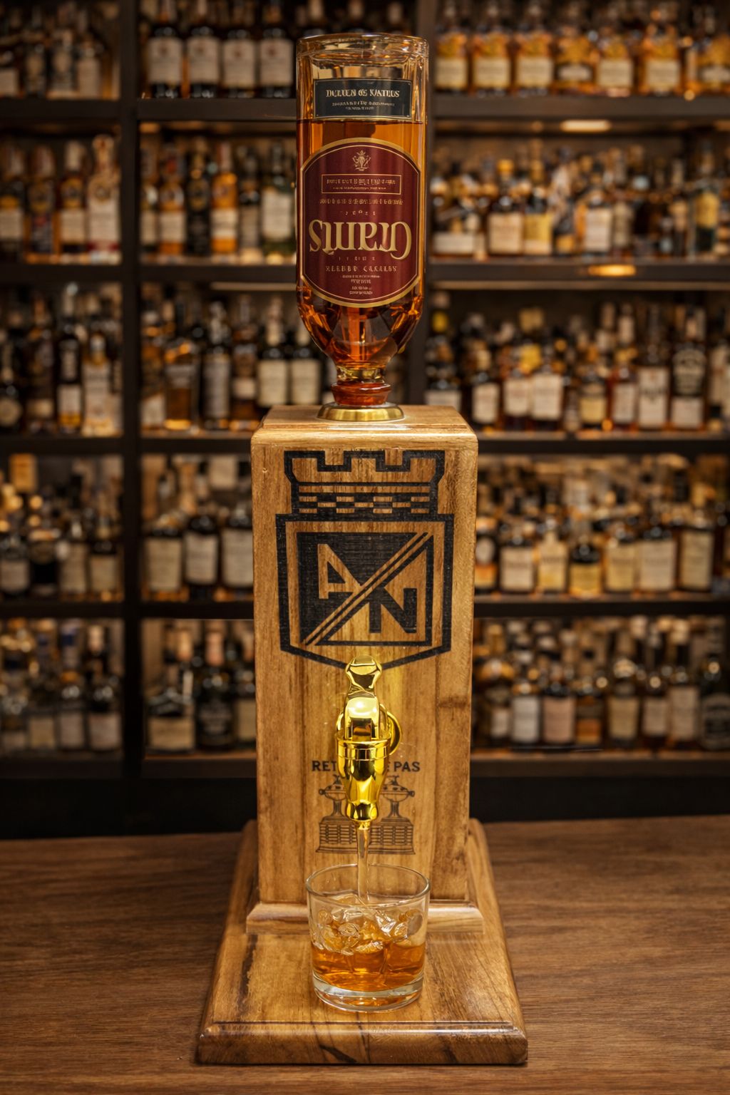 DISPENSADOR DE LICOR EN MADERA (PINO)