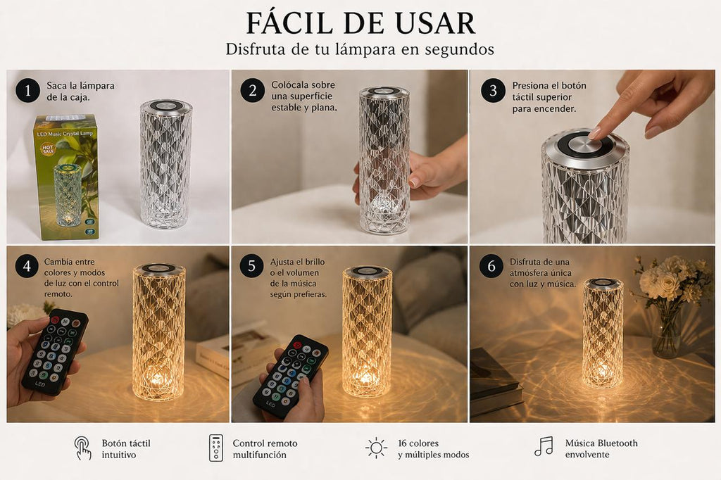 LÁMPARA DE CRISTAL CON BLUETOOTH