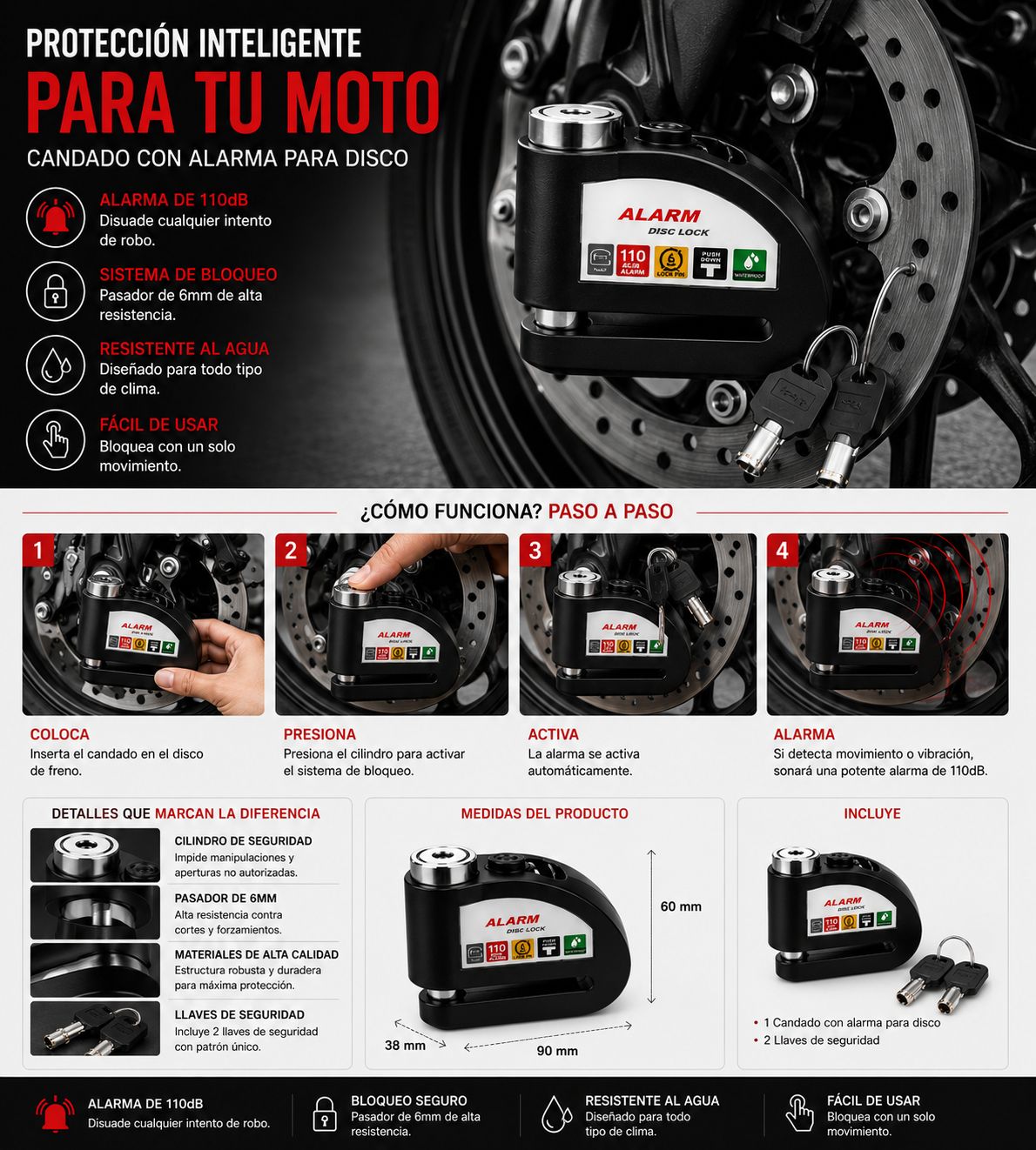CANDADO CON ALARMA Y SENSOR
