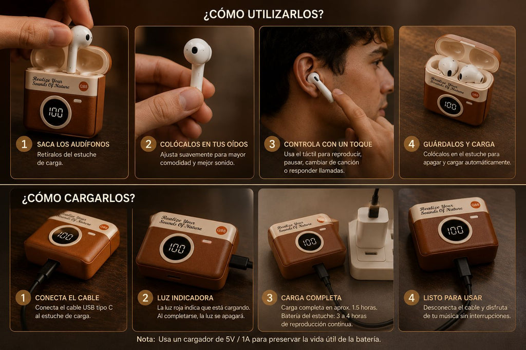 AUDÍFONOS Q88 VINTAGE