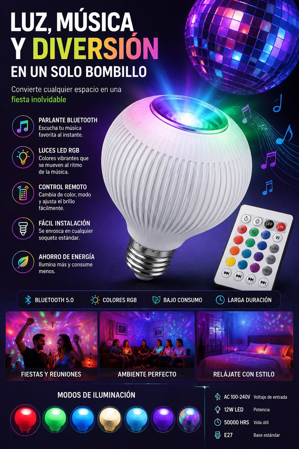 BOMBILLO BLUETOOTH LED