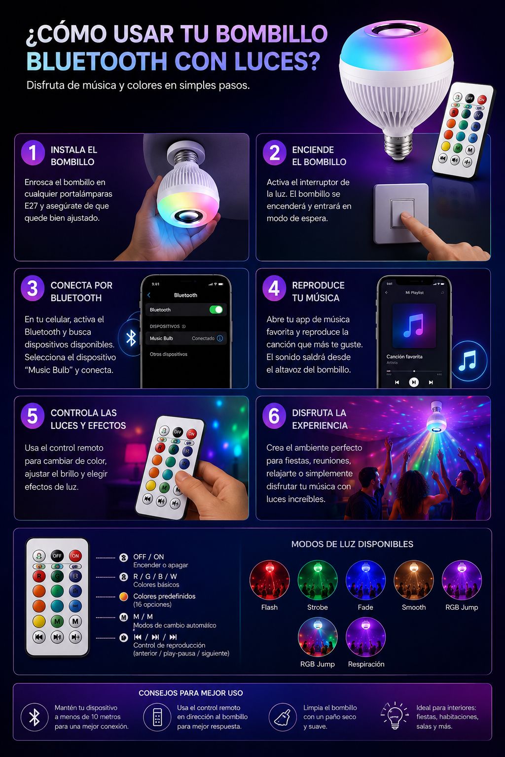 BOMBILLO BLUETOOTH LED